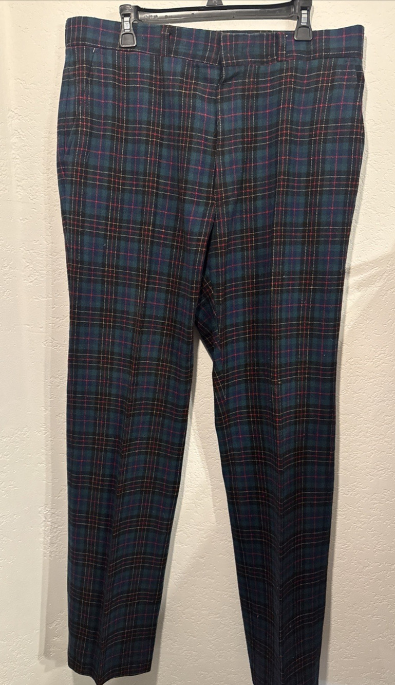 Vintage Pendleton Mens 36x36 Black Watch Plaid Wool Pants ++READ++